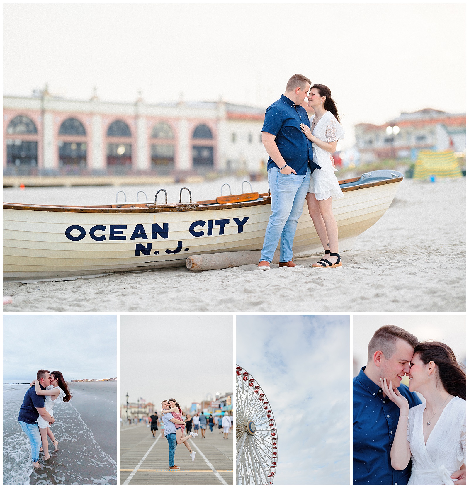 Collage of sunset engagement session