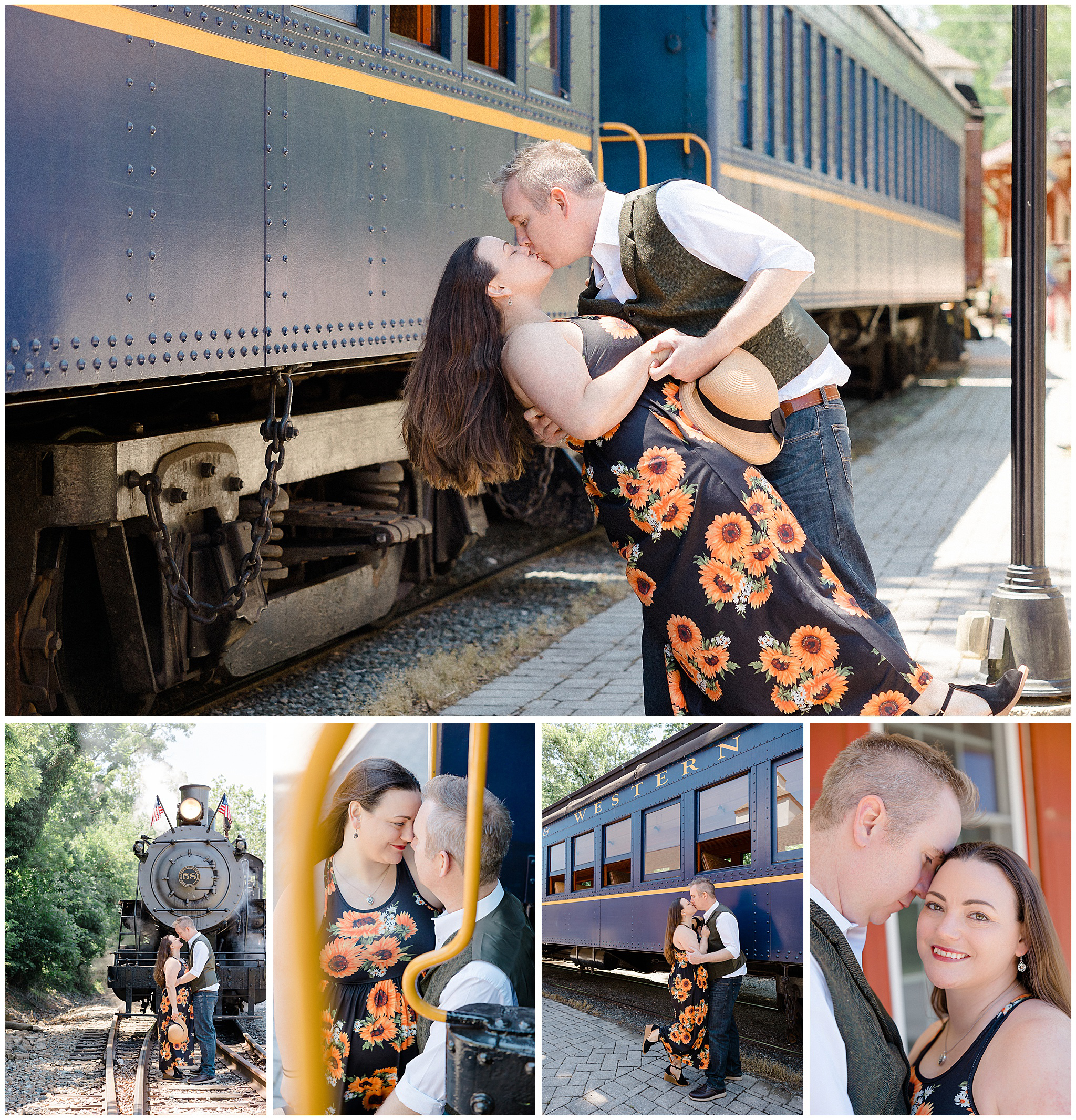 Stef and Justin's vintage railroad engagement session cover image