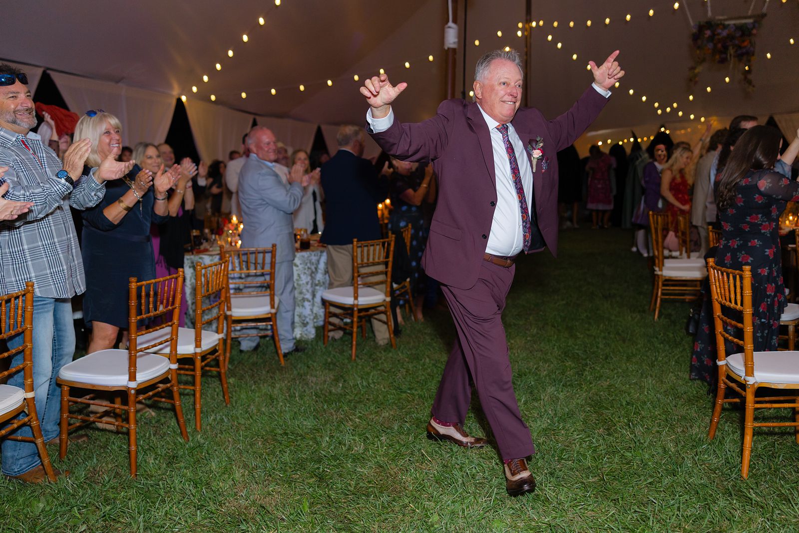 Shannon and Brian dancing in the tent with their guests