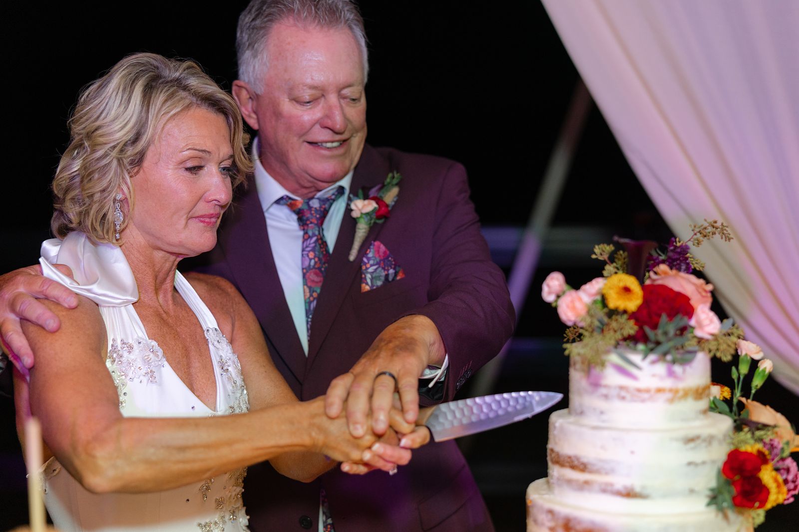 Shannon and Brian cutting the cake